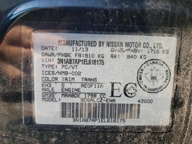 Photo 10 from auction – 2014 NISSAN SENTRA S with VIN 3N1AB7AP1EL616175