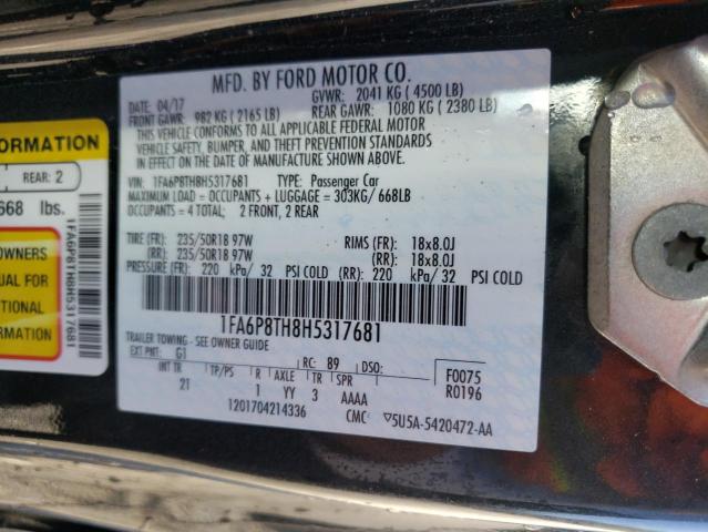 Photo 10 from auction – 2017 FORD MUSTANG with VIN 1FA6P8TH8H5317681