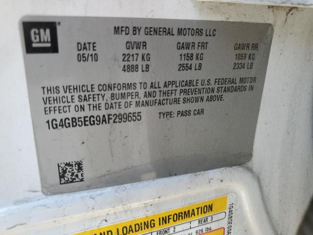 Photo 10 from auction – 2010 BUICK LACROSSE C with VIN 1G4GB5EG9AF299655