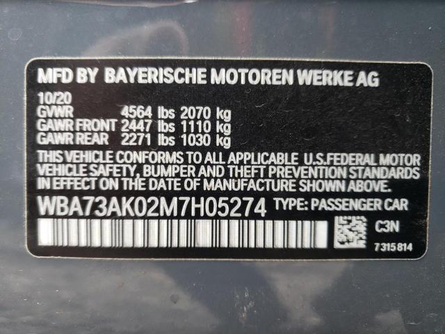 Photo 10 from auction – 2021 BMW 228XI with VIN WBA73AK02M7H05274