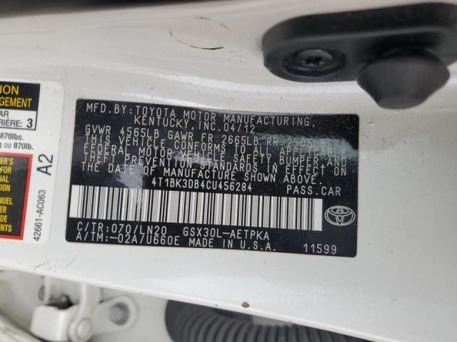 Photo 10 from auction – 2012 TOYOTA AVALON BAS with VIN 4T1BK3DB4CU456284