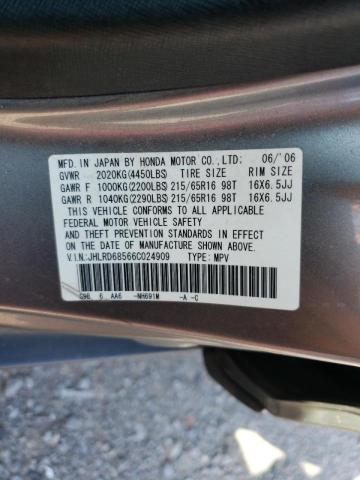 Photo 10 from auction – 2006 HONDA CR-V LX with VIN JHLRD68566C024909