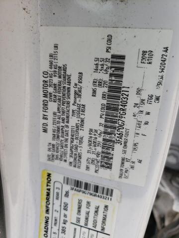 Photo 10 from auction – 2016 FORD FUSION S with VIN 3FA6P0G79GR403211
