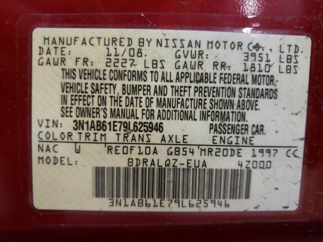 Photo 10 from auction – 2009 NISSAN SENTRA 2.0 with VIN 3N1AB61E79L625946