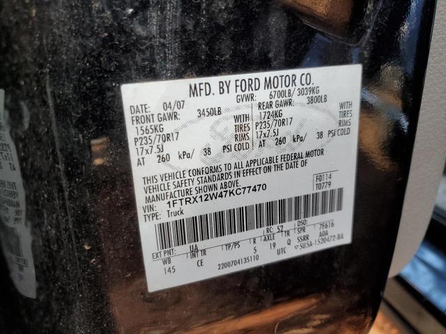 Photo 10 from auction – 2007 FORD F150 SUPER with VIN 1FTPW12V47FB67268