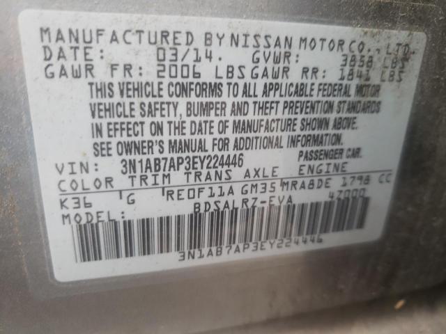 Photo 10 from auction – 2014 NISSAN SENTRA with VIN 3N1AB7AP3EY224446