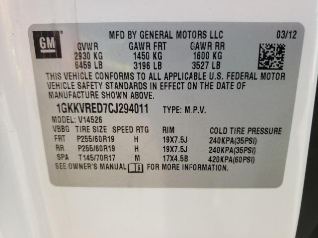 Zdjęcie 10 z aukcji – 2012 GMC ACADIA SLT z VIN 1GKKVRED7CJ294011
