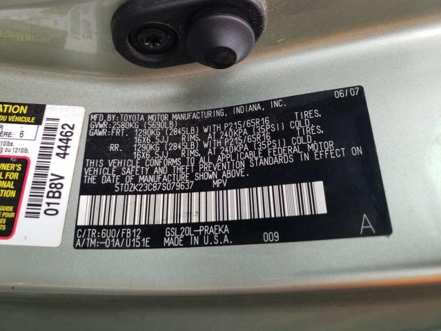Photo 10 from auction – 2007 TOYOTA SIENNA CE with VIN 5TDZK23C87S079637