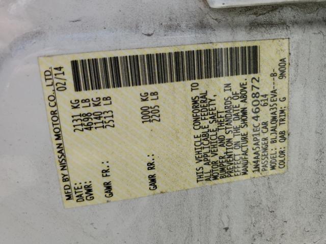 Photo 10 from auction – 2014 NISSAN MAXIMA S with VIN 1N4AA5AP1EC460872