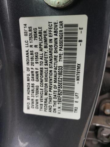 Photo 10 from auction – 2014 HONDA CIVIC LX with VIN 19XFB2F55EE218033