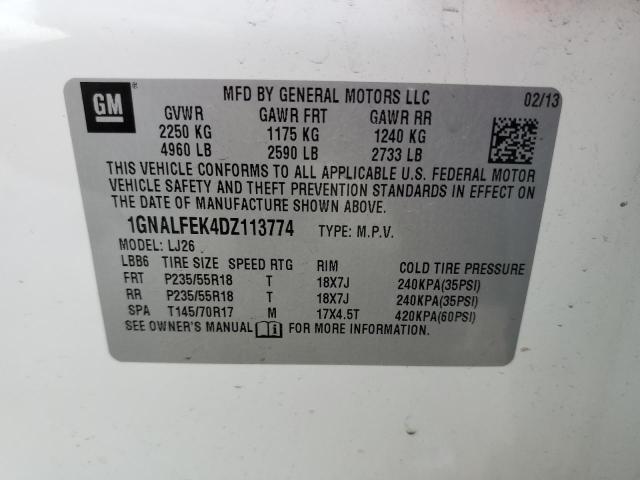 Photo 10 from auction – 2013 CHEVROLET EQUINOX LT with VIN 1GNALFEK4DZ113774