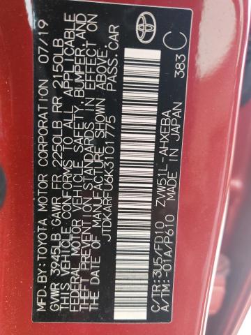 Photo 10 from auction – 2019 TOYOTA PRIUS with VIN JTDKARFU6K3101775
