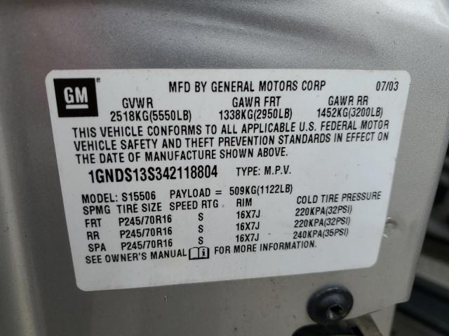 Photo 10 from auction – 2004 CHEVROLET TRAILBLAZE with VIN 1GNDS13S342118804