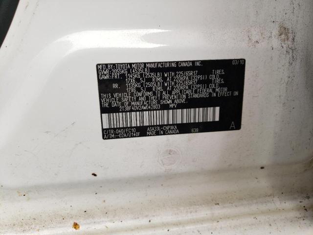 Photo 10 from auction – 2010 TOYOTA RAV4 with VIN 2T3BF4DV2AW042803