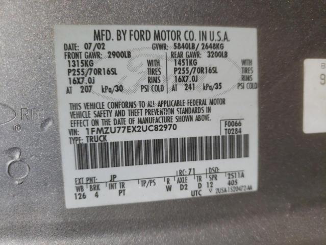Photo 10 from auction – 2002 FORD EXPLORER S with VIN 1FMZU77EX2UC82970