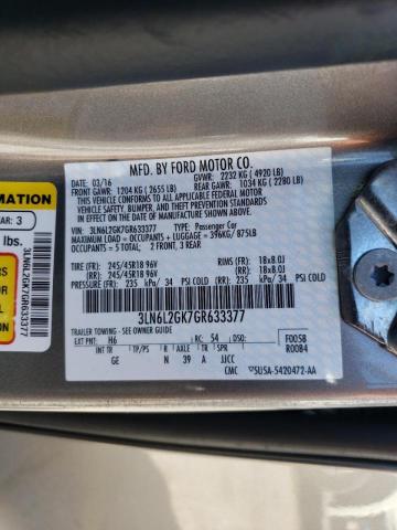 Photo 10 from auction – 2016 LINCOLN MKZ with VIN 3LN6L2GK7GR633377
