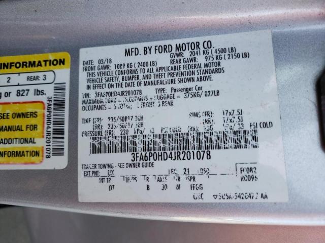 Photo 10 from auction – 2018 FORD FUSION SE with VIN 3FA6P0HD4JR201078
