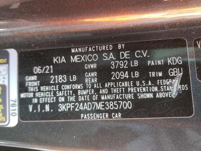Photo 10 from auction – 2021 KIA FORTE FE with VIN 3KPF24AD7ME385700
