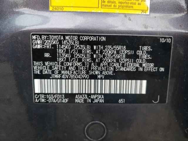Photo 10 from auction – 2011 TOYOTA RAV4 SPORT with VIN JTMRF4DV7B5040990