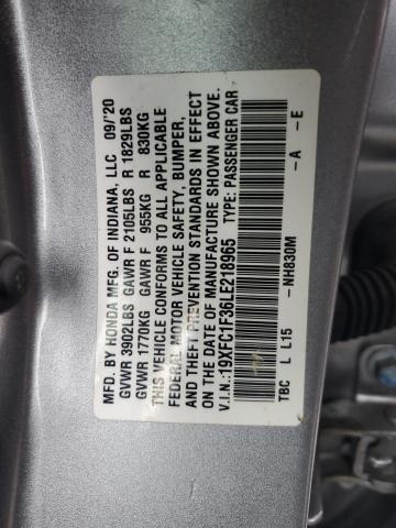 Photo 10 from auction – 2020 HONDA CIVIC EX with VIN 19XFC1F36LE218965