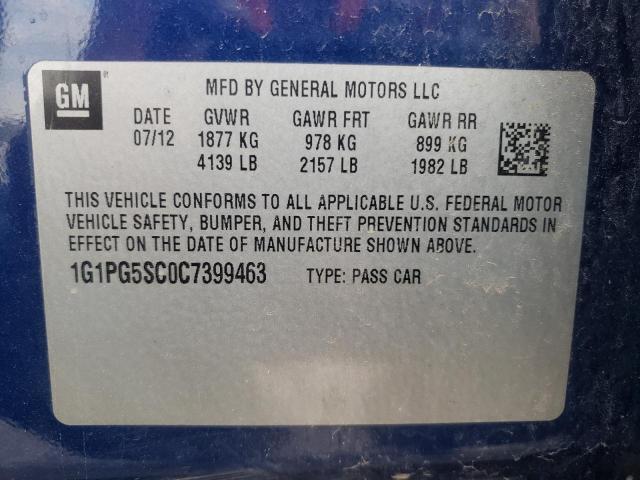 Photo 10 from auction – 2012 CHEVROLET CRUZE LT with VIN 1G1PG5SC0C7399463