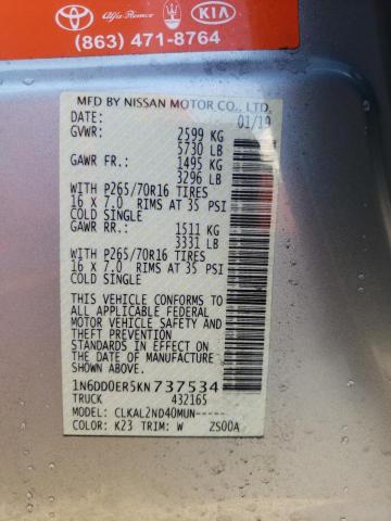 Photo 10 from auction – 2019 NISSAN FRONTIER S with VIN 1N6DD0ER5KN737534