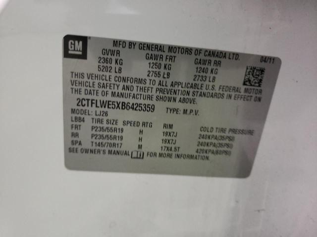 Photo 10 from auction – 2011 GMC TERRAIN SL with VIN 2CTFLWE5XB6425359