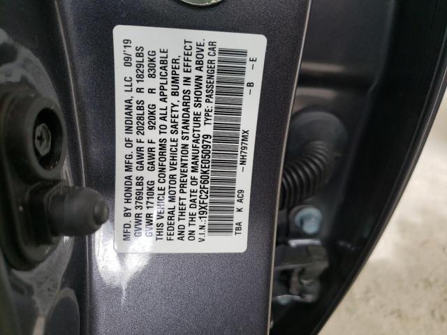 Photo 10 from auction – 2019 HONDA CIVIC LX with VIN 19XFC2F60KE050979