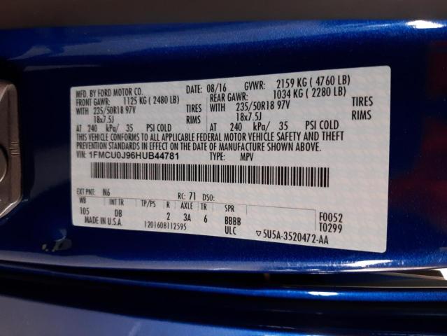 Photo 10 from auction – 2017 FORD ESCAPE TIT with VIN 1FMCU0J96HUB44781