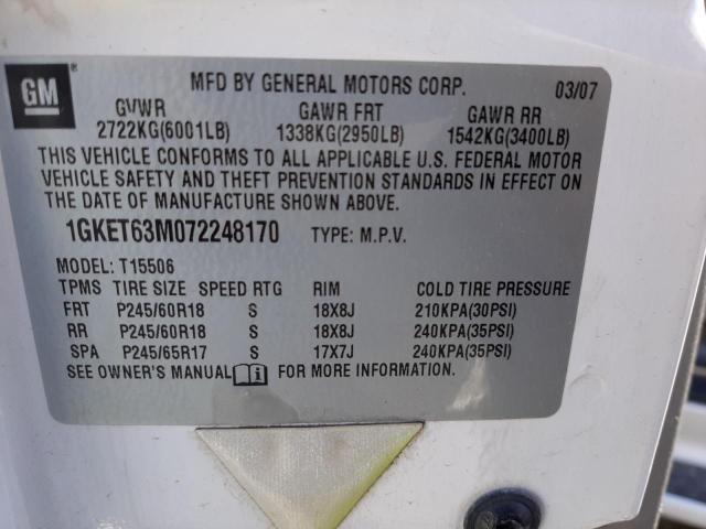 Photo 10 from auction – 2007 GMC ENVOY DENA with VIN 1GKET63M072248170