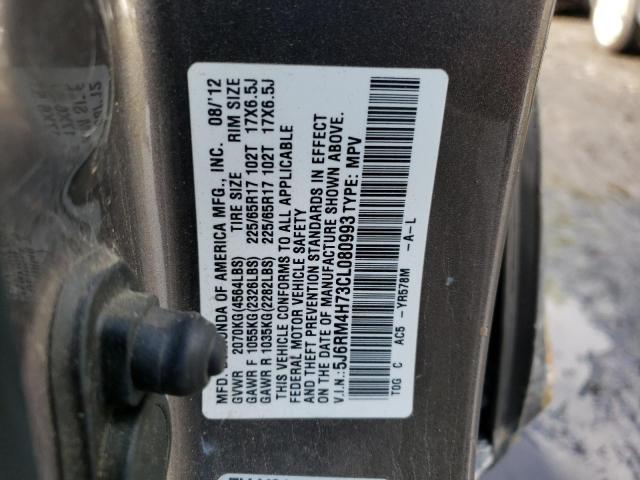 Photo 10 from auction – 2012 HONDA CR-V EXL with VIN 5J6RM4H73CL080993