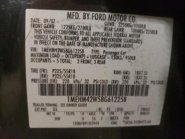 Photo 10 from auction – 2008 MERCURY SABLE PREM with VIN 1MEHM42W58G612258