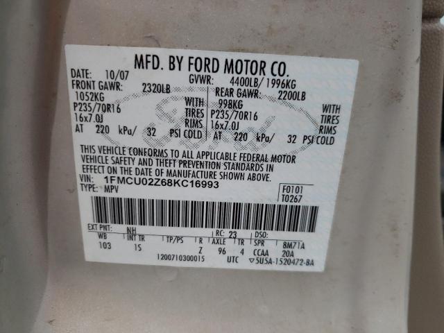 Photo 10 from auction – 2008 FORD ESCAPE XLS with VIN 1FMCU02Z68KC16993