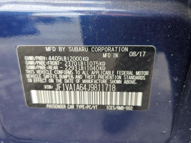 Photo 10 from auction – 2018 SUBARU WRX with VIN JF1VA1A64J9811718