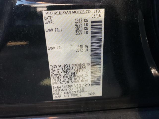 Photo 10 from auction – 2016 NISSAN ALTIMA 2.5 with VIN 1N4AL3AP2GN351729