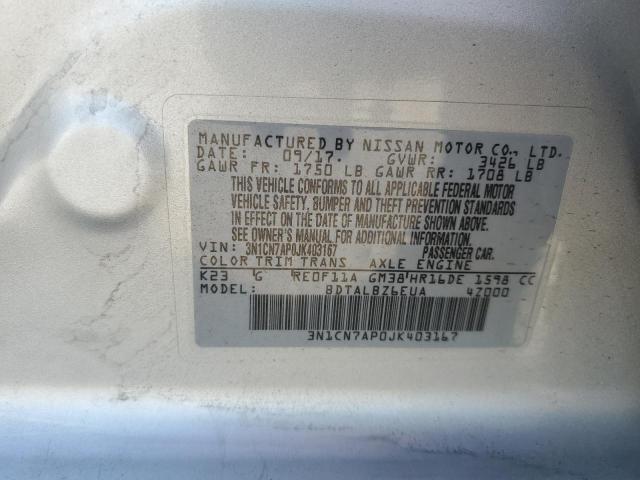 Photo 10 from auction – 2018 NISSAN VERSA S with VIN 3N1CN7AP0JK403167