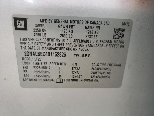 Photo 10 from auction – 2011 CHEVROLET EQUINOX LS with VIN 2GNALBEC4B1152825
