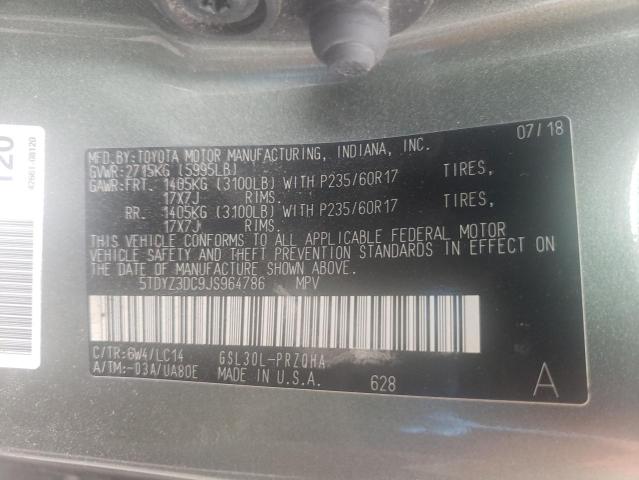 Photo 10 from auction – 2018 TOYOTA SIENNA XLE with VIN 5TDYZ3DC9JS964786