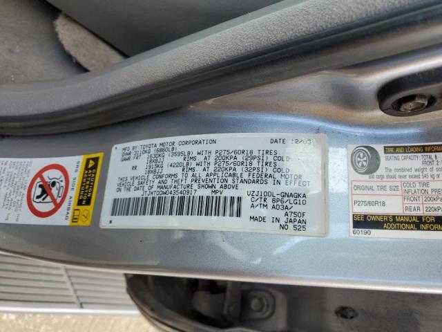 Photo 10 from auction – 2004 LEXUS LX 470 with VIN JTJHT00W043540917