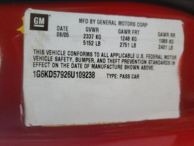 Photo 10 from auction – 2006 CADILLAC DTS with VIN 1G6KD57926U109238