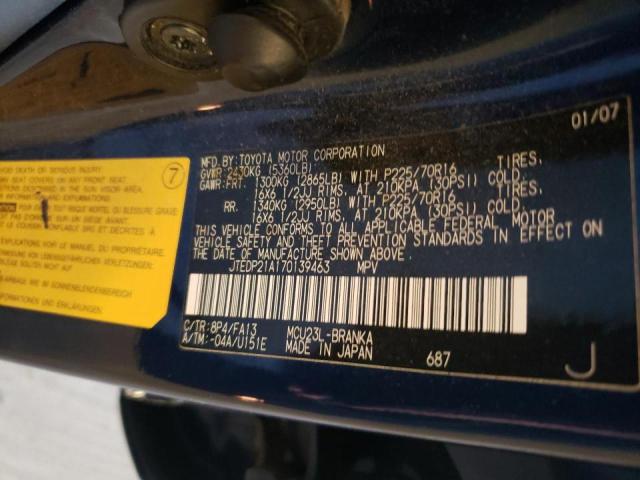Photo 10 from auction – 2007 TOYOTA HIGHLANDER with VIN JTEDP21A170139463