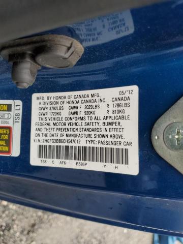 Photo 10 from auction – 2012 HONDA CIVIC EX with VIN 2HGFG3B86CH547012