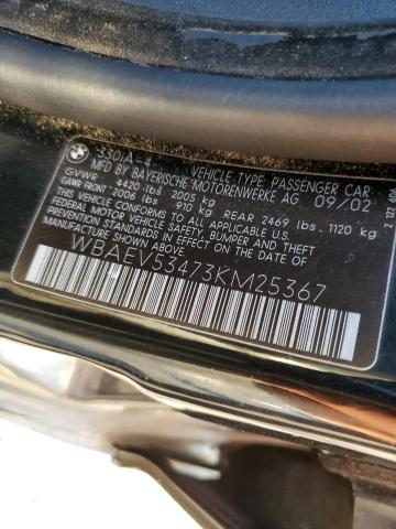 Photo 10 from auction – 2003 BMW 330 I with VIN WBAEV53473KM25367