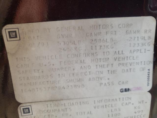 Photo 10 from auction – 1993 BUICK ROADMASTER with VIN 1G4BT5378PR423898