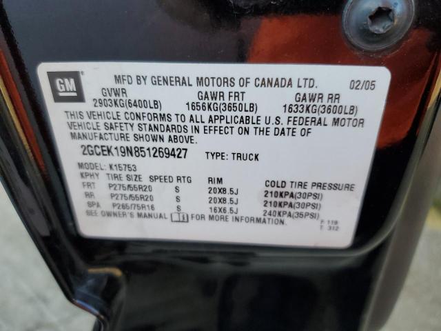 Photo 10 from auction – 2005 CHEVROLET 1500 with VIN 2GCEK19N851269427