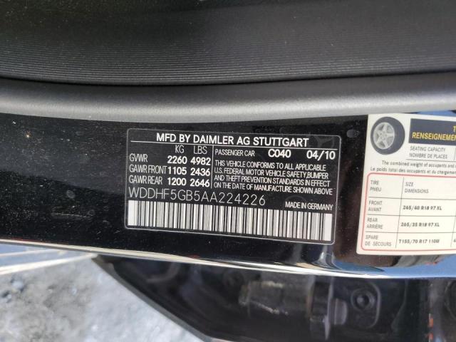 Photo 10 from auction – 2010 MERCEDES-BENZ E 350 with VIN WDDHF5GB5AA224226