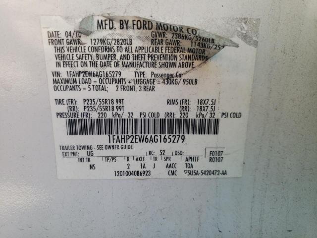 Photo 10 from auction – 2010 FORD TAURUS SEL with VIN 1FAHP2EW6AG165279
