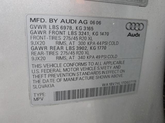 Photo 10 from auction – 2007 AUDI Q7 4.2 QUA with VIN WA1BV74L17D027115