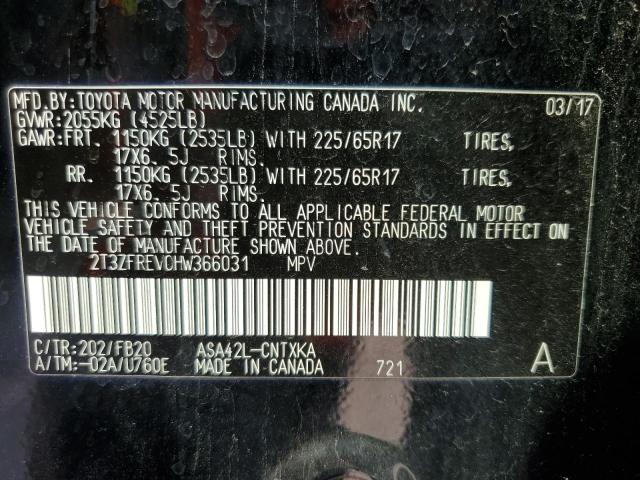 Photo 10 from auction – 2017 TOYOTA RAV4 LE with VIN 2T3ZFREV0HW366031