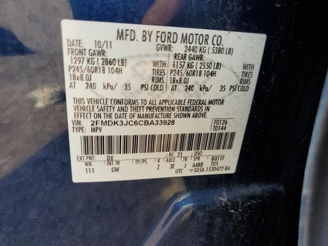 Photo 10 from auction – 2012 FORD EDGE SEL with VIN 2FMDK3JC6CBA33928